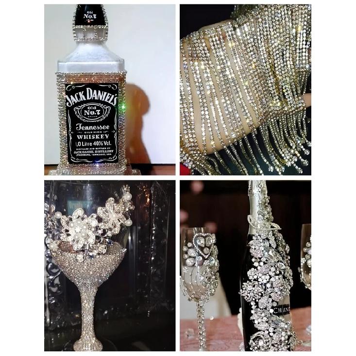 Beautiful Long Tassels Crystal Silver Diamond Chain Wedding Dress Necklace Garment Diy Decoration Sewing Costume Applique Trims