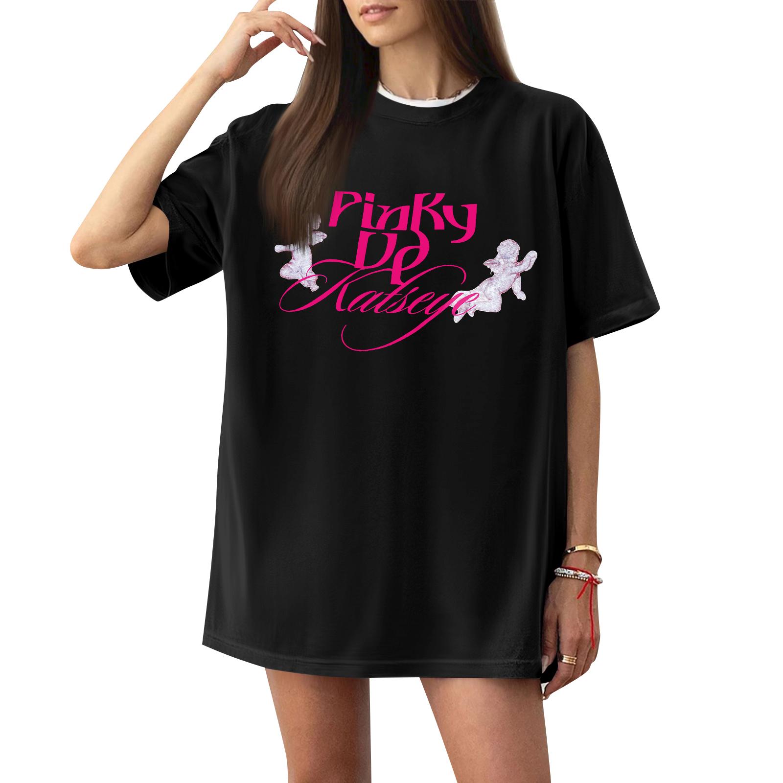 

Women s Casual Letter Print Short-sleeved Top T-shirt L чёрный