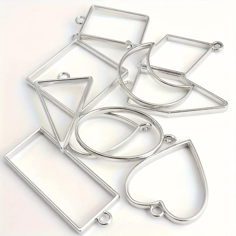 60Pcs/Lot Open Bezels For UV Epoxy Resin  Kit Hollow Frame Pendants Resin Craft Bezels Alloy Jewelry Molds For Resin Casting