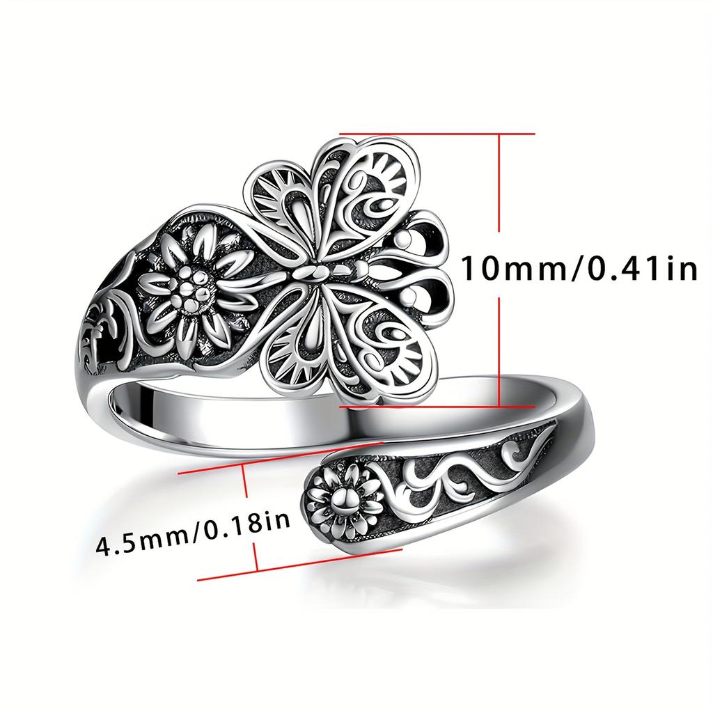 Spoon Ring Retro Butterfly & Flower Carving Symbol Of Beauty And History High Quality Gift For That Special Person