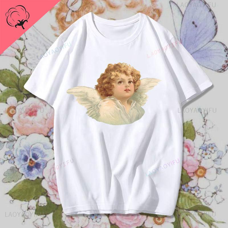 Fashion Fiorucci Baby Angel Graphic Tshirt Summer Classic Aesthetic T Shirt Unisex Unisex Kawaii Clothes Creative Couple Short Sleev Unisex