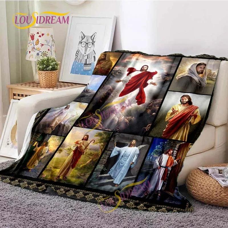 Kind Jesus and Blessed Virgin Mary Soft Christian God Flannel Art Faith Bed Comfortable Home Hiking Four Seasons Warm Blanket