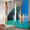 2Pcs Greece Curtains Sea Cave On Zakynthos Island Greece Vacation Relaxing Seascape Coastline For Bedroom Living Room And Dining
