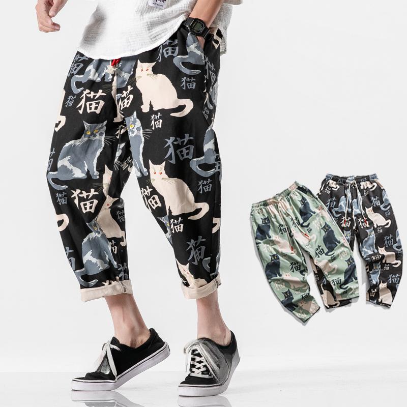 

Уличная одежда, мужские шаровары с принтом, повседневные брюки, мужские весенне-летние модные спортивные штаны для бега с эластичной резинкой на талии, черные, зеленые