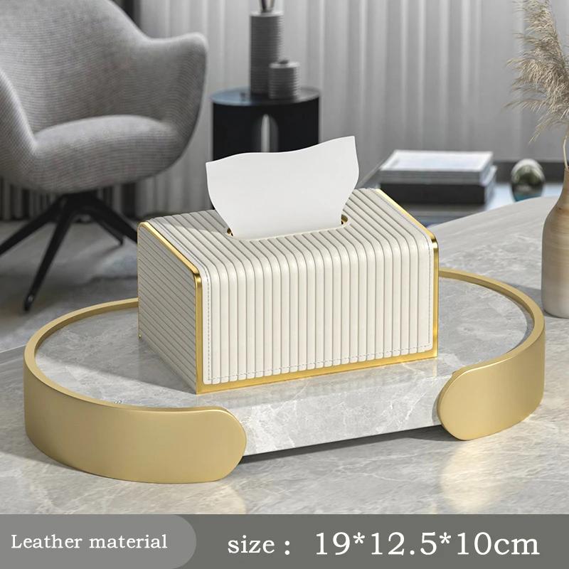 Light Luxury Tissue Box CoverPU Leather Rectangular Tissue Box Holder Organizer for Bathroom Vanity Countertop HomeelOff