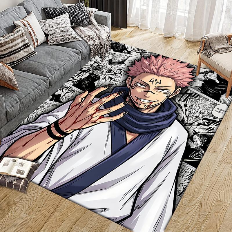 Jujutsu Kaisen Hero Squad Square Area Rug, Non-Slip Floor Mat for Living Room, Perfect Gift for Jujutsu Kaisen Fans.chl