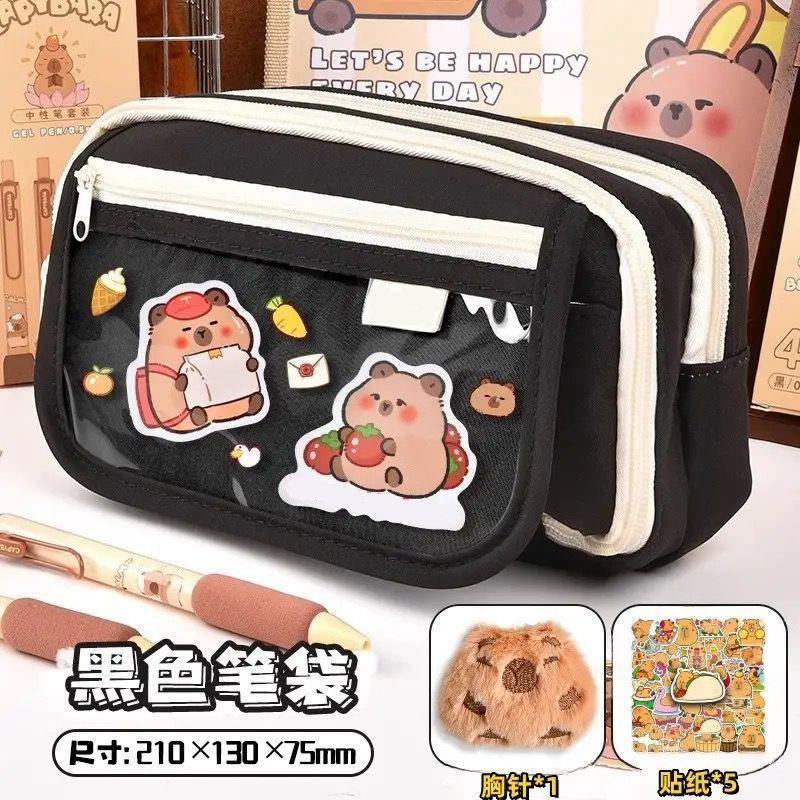 Capybara Pencil Case Large Capacity Multi-Layer Cute Stationery Bag for School Girls Kids Pen Pouch Organizer