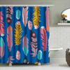 Vibrant Feather Print Shower CurtainBlue Background with Pink Yellow Feathers Waterproof Fabric for Bathroom Decor Modern Home A