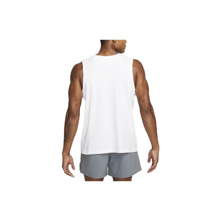 Nike Dri-FIT Primary Solid Logo Embroidery Crew Neck Tank Top Men Tops White DV9833-100