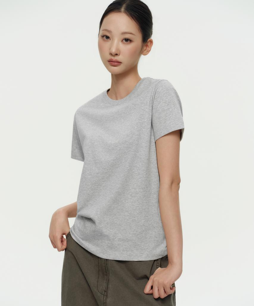 MUSINSA STANDARD WOMAN [Cooltandard] Women'S Basic Crew Neck T-Shirt [Medium Grey]