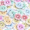 100pcs Assorted Colors 15mm Wooden Flower Buttons - Decorative Floral Wood Beads for Crafts, Ideal for DIY Jewelry Making, Sewing, and Scrapbooking