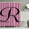 Pink Bath Shower Curtain with Letter Print Personalized Custom Name Monogram Decor for Bathroom Accessories Sets