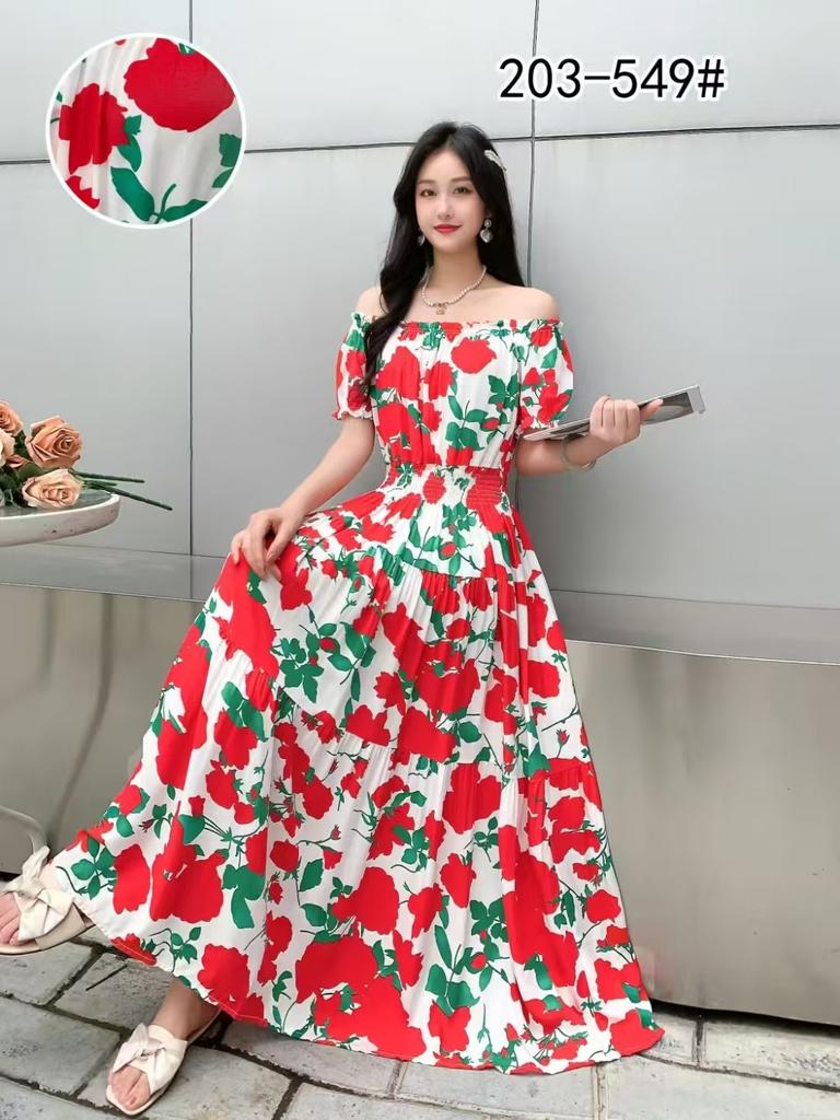 2024 Women's Beach Dress Short Sleeve Floral Dress Cotton Travel Vacation Bohemian Skirt Summer Halter