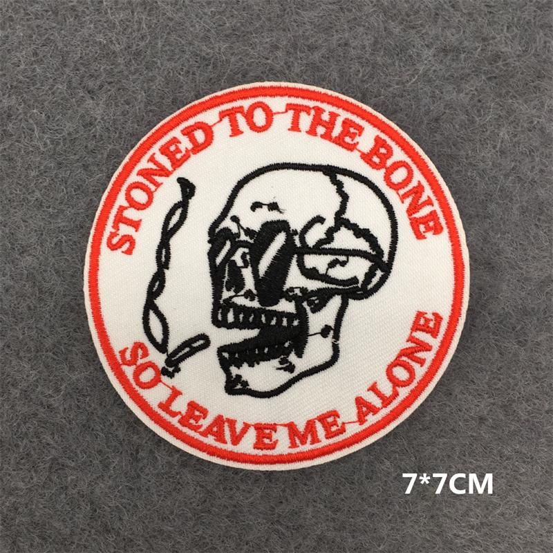 Punk Patch Flame Embroidery Patches For Clothes Scary Skull Iron On Patches On Clothing Embroidered Jacket Badge Sticker
