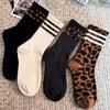 4 pary skarpetek damskich w panterkę, skarpetki sportowe bawełniane, skarpetki studenckie Y2k, białe, Lolita, Harajuku, dziewczęce, zabawne skarpetki