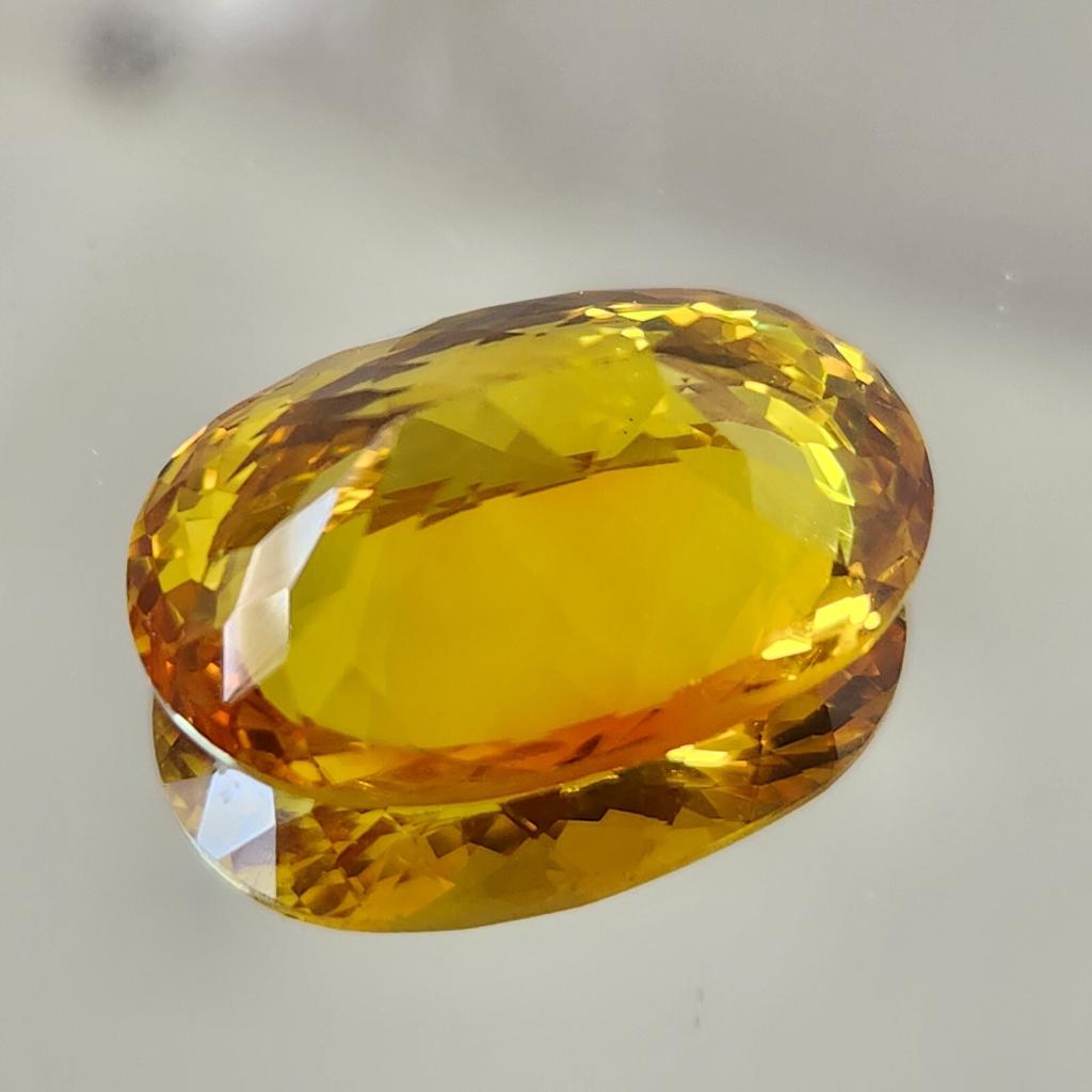 16.95 Natural Ceylon Yellow Sapphire Oval Flawless Certified Loose Gemstone