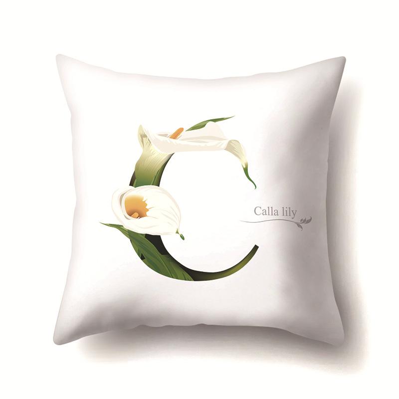Leaf Sunflower Plant Letter Print Pattern Cushion Cover Home Living Room Sofa Decoration Square Polyester Pillow Pillow Cover