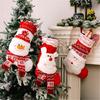 Set of 2 Christmas Stocking for Fireplaces Decoration Stylish Knitted Gifts Bag Santa/Snowman/Elk Hanging Ornament