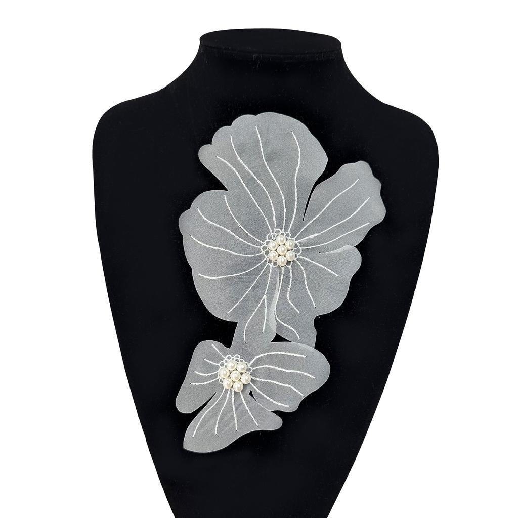 Collar Cloth Sticker Bead Flower Piece Decoration Sweater Long Sleeve Corsage Front Collar Accessories Computer Embroidery Flat Flower