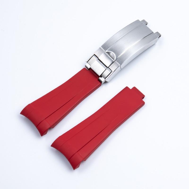 19mm 20mm Curved End FKM Fluororubber Rubber Watchband Fit for Rolex Submariner Daytona Explorer Black Orange Diver Watch Strap