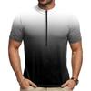 Men’s Crew Neck Gradient Print Zip Breathable Quick Dry Short Sleeve Cycling Jersey for Outdoor Sports Riding