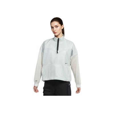 Sportswear Tech Pack Half Zip Stand Collar Mesh Semi Transparent Woven Loose Jacket Women Jacket Limestone CZ9788-019