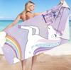 Cute Cartoon Unicorn Beach Towel, Quick Dry Fantasy Bath Towel with Flowers Rainbow Star, Super Soft Oversized Girls Pink Towels