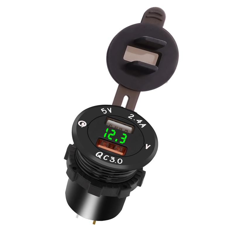 LMoDri Car Quick Charger Intelligent QC 3.0 Power Adapter Dual USB Vehicle DC 12 V-24 V Cigarette Socket Lighter 2 Port