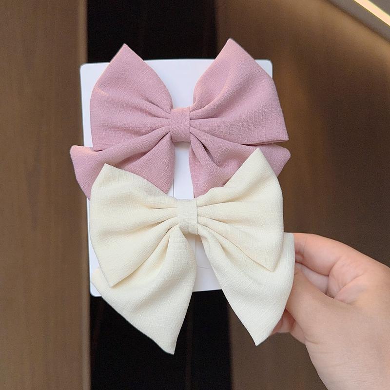 2PCS/Lot Solid Color Grosgrain Ribbon Hair Bows Boutique Hair Clip For Girls Hairgrips New Headwear Kids Hair Accessories Gift