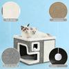 Double Layer Cats Cave Bed with Scratching Pad Foldable Design Space Saving Cats Shelter House for Indoor Habitats