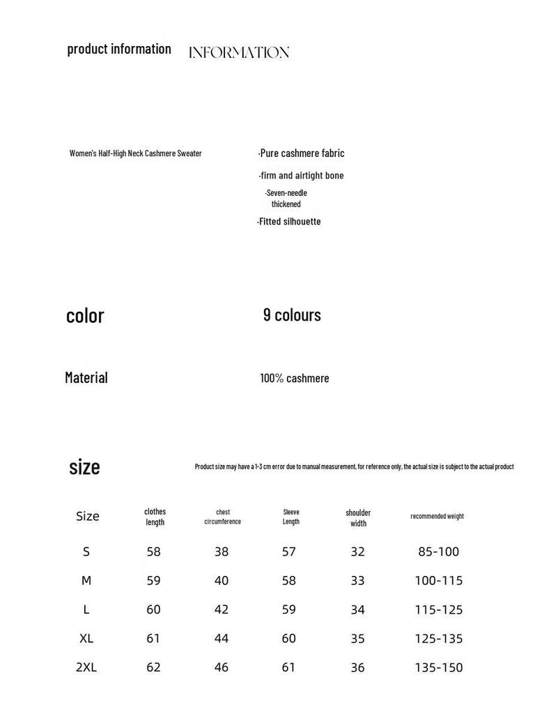 Fanzhen Women's Thickened 100% Cashmere Turtleneck Sweater