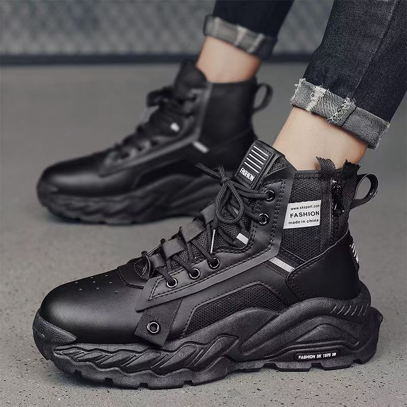 

New autumn fashionable versatile high top shoes retro workwear boots thick soled outdoor leisure comfortable hiking boots 44