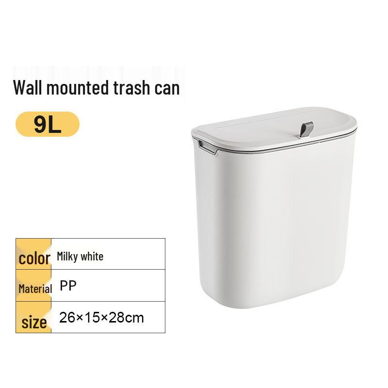Wall-Mounted Bathroom Trash Can with Lid & Toilet Paper Holder - Compact Sanitary Bin
