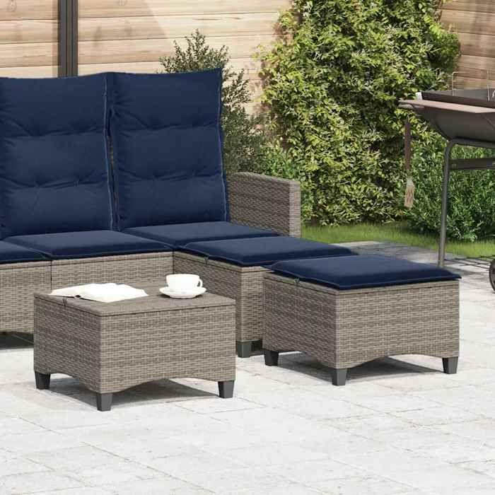 VidaXL Tabourets jardin coussins 2 pcs gris 55x55x36 cm résine tressée, siège de jardin, sièges d'extérieur, tabouret cube, 4108252