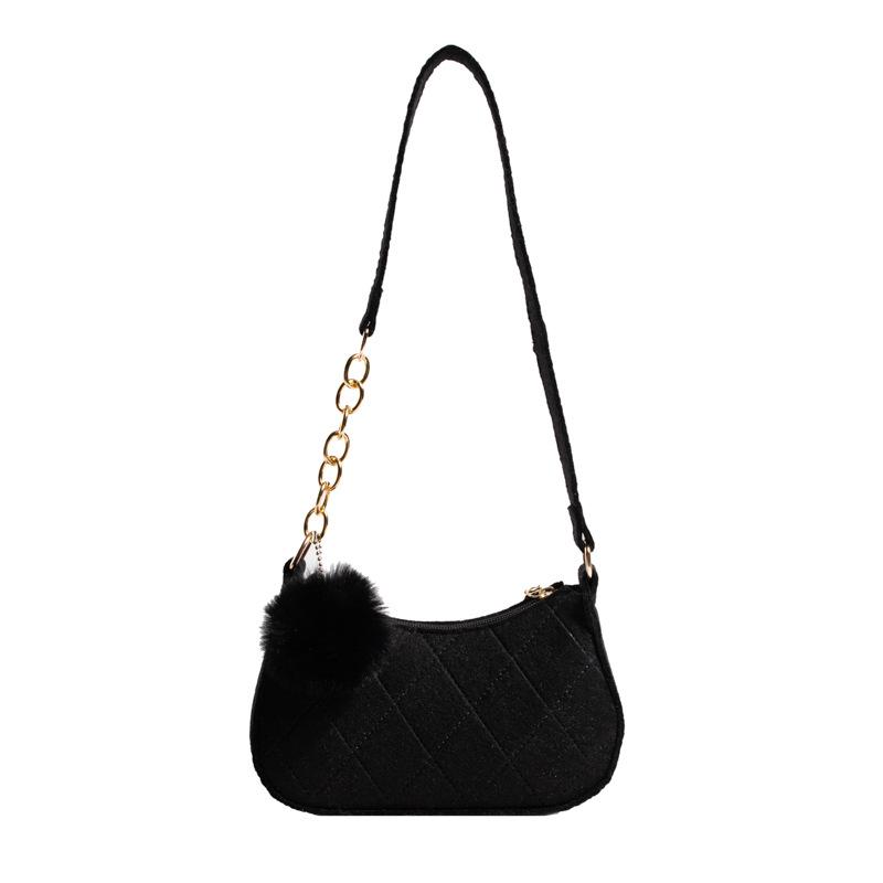 

Трендовая повседневная женская сумка hairball 2024 года, свежая и ретро-сумка-мессенджер, темпераментная модная сумка на одно плечо в иностранном стиле чёрный