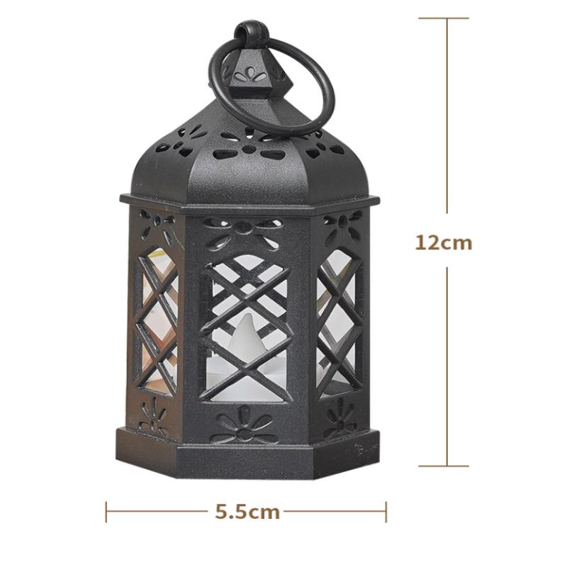 Retro-LED-Schreibtischlampe, Kreative Sechseckige Windlampe, Tragbare Kerzen- & Pferde-Lampe, Atmosphärische Dekoration Geschenk