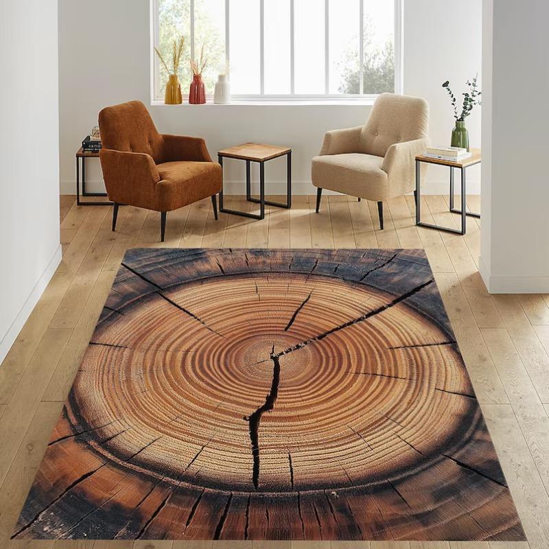 

Realistic Tree Ring Round Rug Natural Wood Grain Carpet Authentic Crack Details Adds An Organic Artistic Touch Modern Home Decor 40x60cm