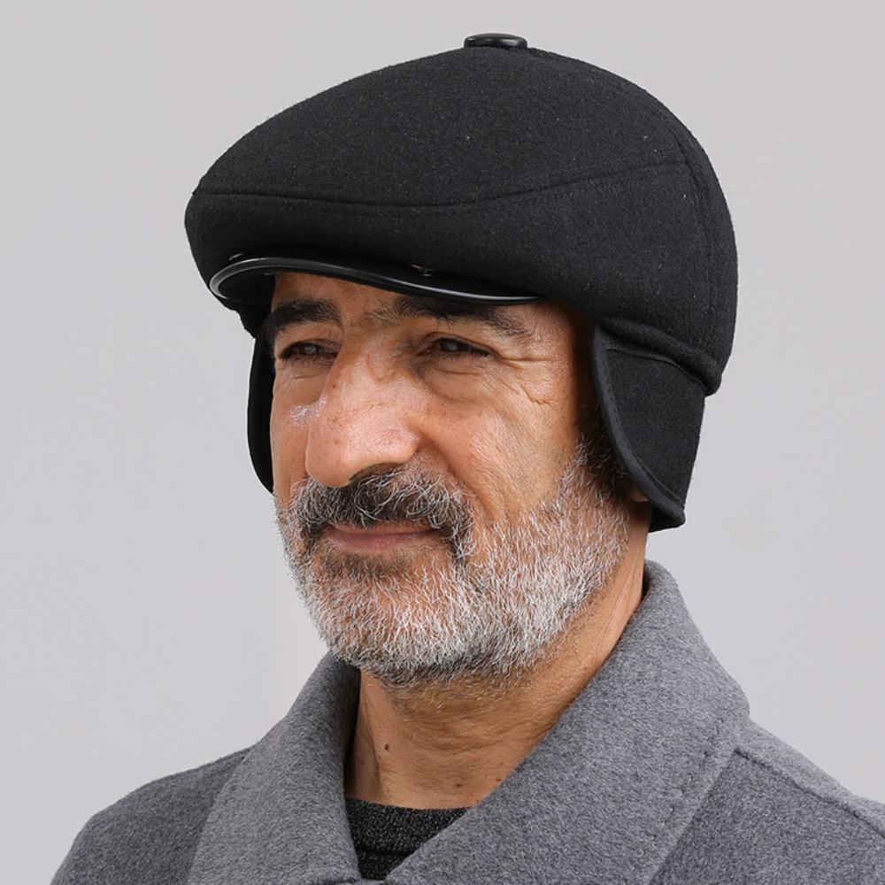 Middle Age Earflap Cap With Ear Flap Flat Caps Quality Men Berets  Men