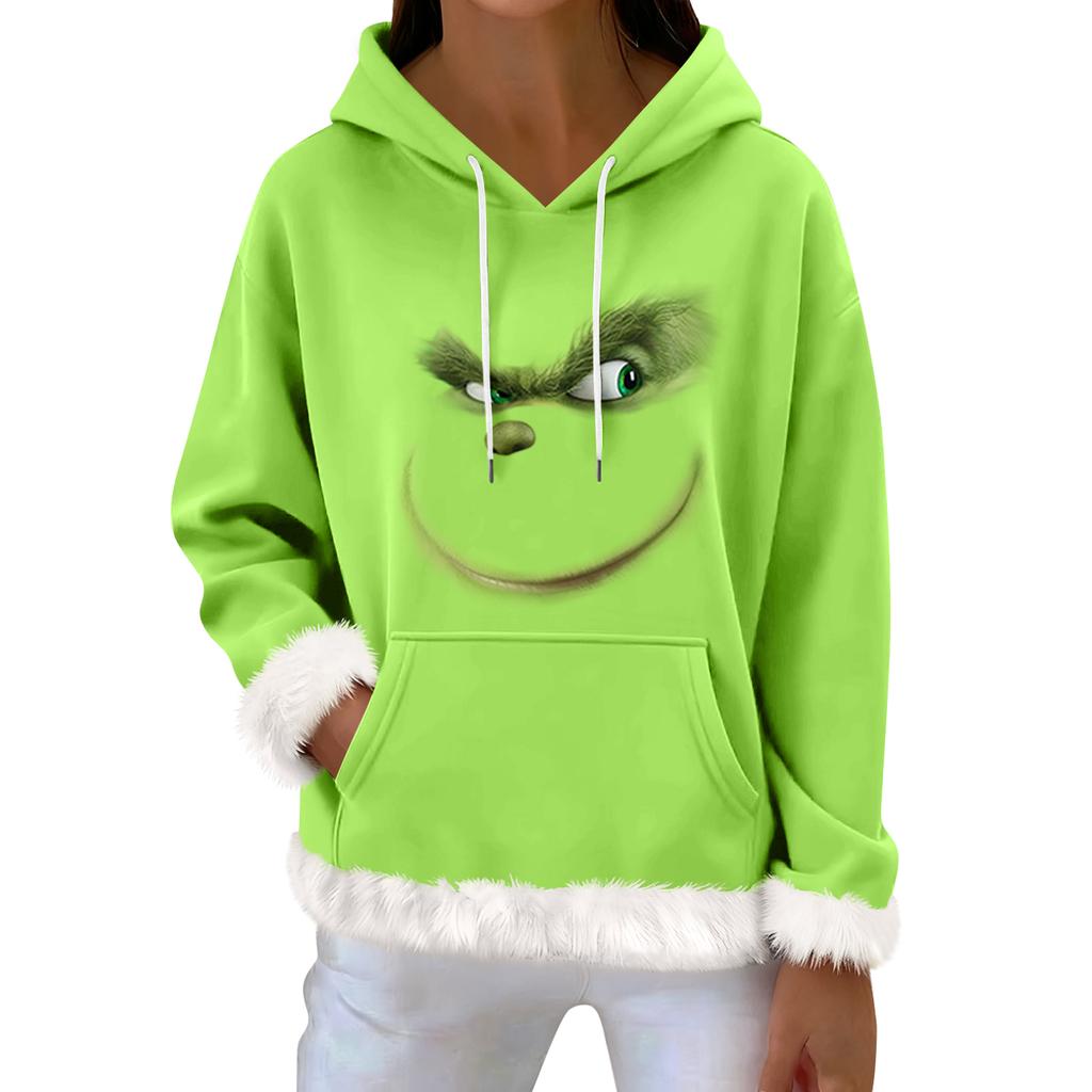 Women's Casual Fashion Print Long Sleeve Hooded Sweatshirt Top