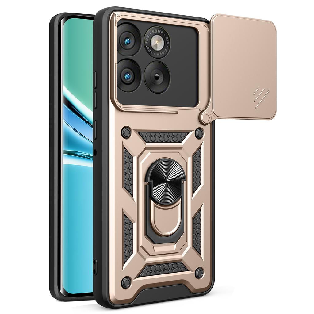 For Motorola Edge 70 5G Case with Slide Camera Lid PC + TPU Kickstand Phone Cover