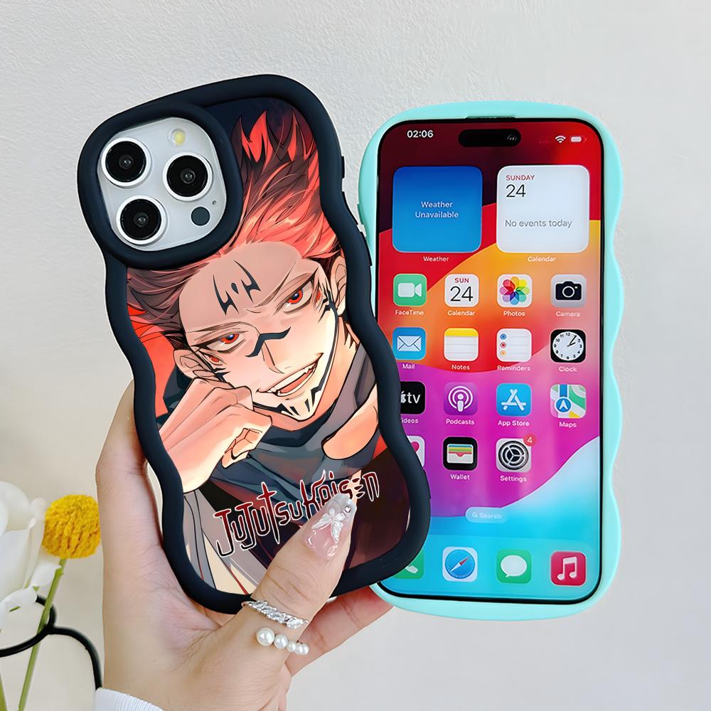 Jujutsu Kaisen Sukuna Mobiele Telefoonhoesje voor iPhone 17 16 15 14 13 12 11 Air Pro Max Plus Golvende Rand TPU Kleurrijke Cover Mobiele Telefoons