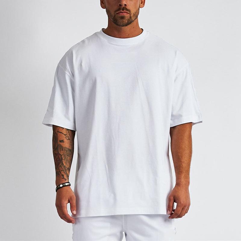 Men's Pure Cotton Oversized Heavyweight T-Shirt - Plus Size Solid Color Short Sleeve Trend