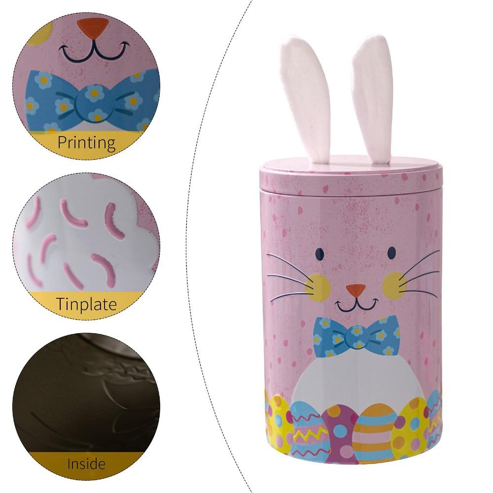 Cute Easter Bunny Tin Box Vintage Storage Gift Box Creative Iron Bucket Ornament  Party Favors