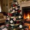 Holiday Multicolor Fabric-Covered Ball Ornaments for Christmas Tree Decorations