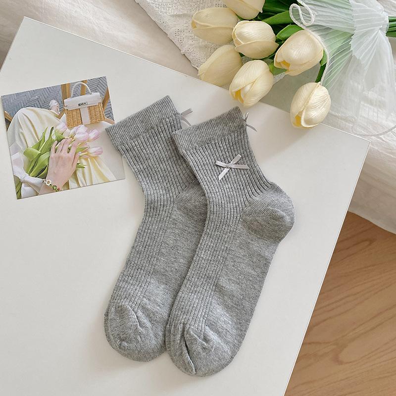 Bowknot Socks for Women In Summer, Ultra-thin and Cute, Paired with Small Leather Shoes, Ballet-style Lace-up Summer Short Socks