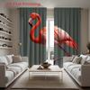 2pcs Flamingo Print Curtains - Vibrant Pink & White Flamingo Design   Semi-Transparent Polyester Fabric   Rod Pocket for Easy Hang