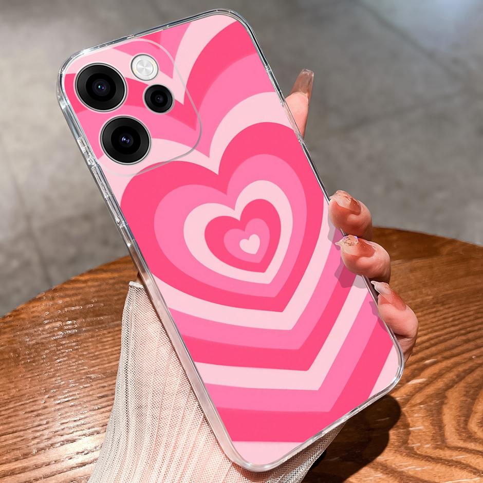 Cases For OPPO Reno15 15F 15Pro Cute Girl Love Heart Lightweight Simplicity Soft Transparent Housing For Reno 15F 15 Pro Capa