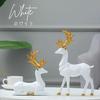 Harujio Reindeer Decorative Stylish and Cute Animal Black and Scandinavian Popular Gift Set, Pair, Figurines, Figurines, Large, White, Style, (White)