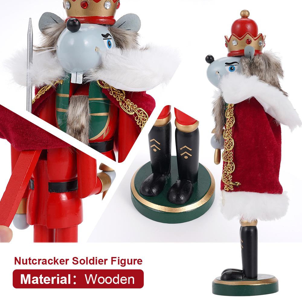 30CM Wooden Nutcracker Ornament Soldier Figure Handcraft Doll Home Office Table Xmas Decoration Statue Childrens Christmas Gift