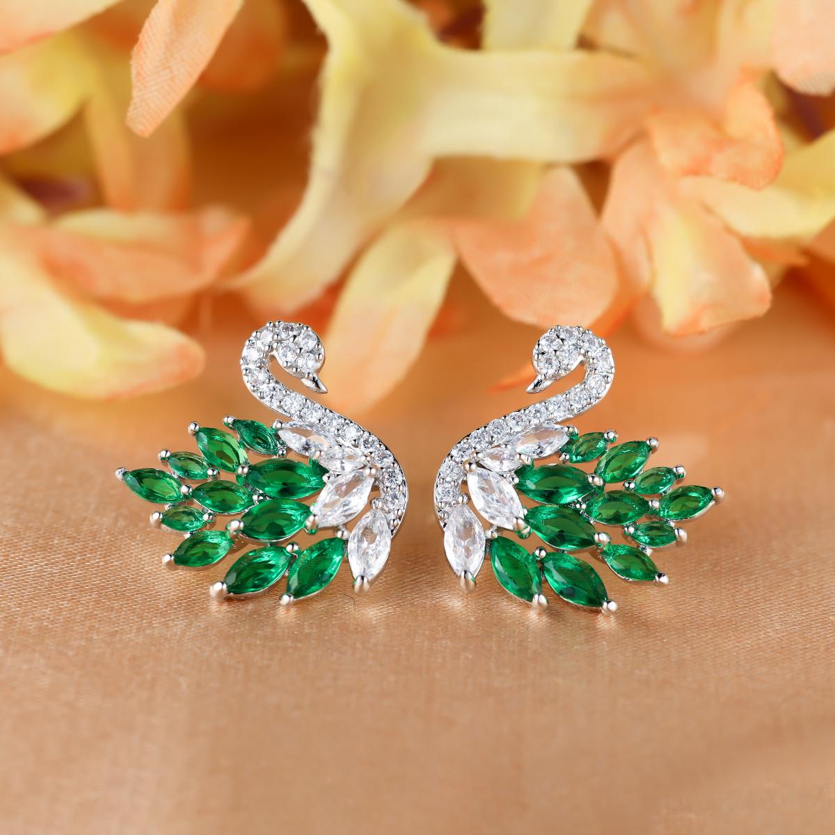 

Симпатичні сережки-лебеді сріблястого кольору для жінок Студентські сережки-гвоздики для подарунка на день народження найкращим друзям зелений